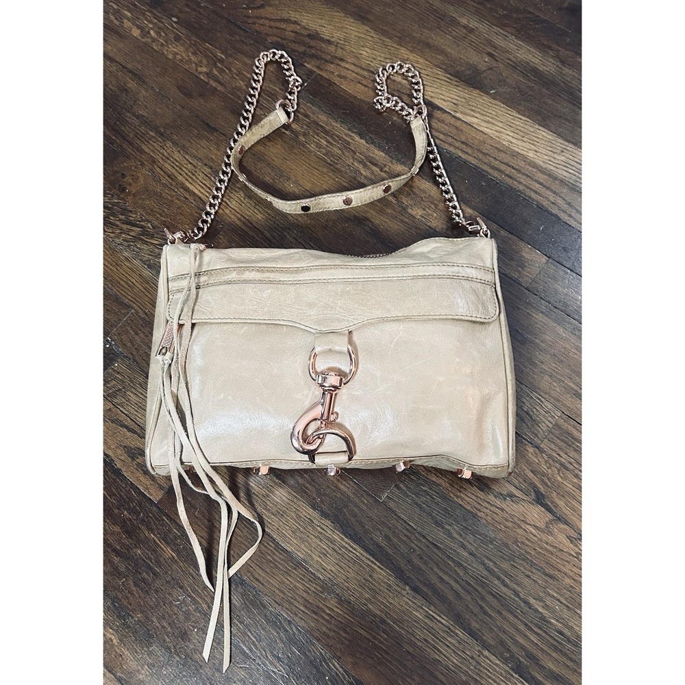 Rebecca Minkoff cream leather Mini M.A.C. crossbody bag Rose gold Hardware